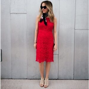 Ann Taylor Lacey Red Midi Dress